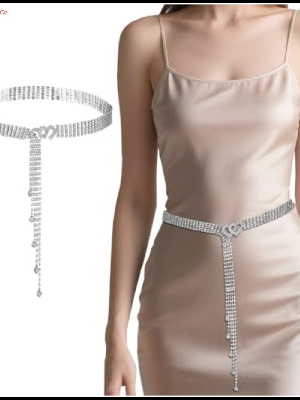 Rhinestone Crystal Chain Belt Adjustable Sparkle Dress Accessory